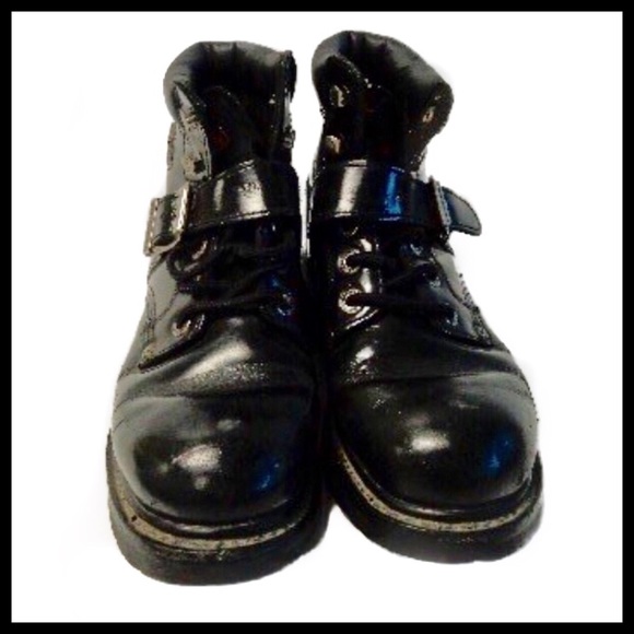 Harley Davidson Black Leather Riding Boots Size 5 - Picture 2 of 5